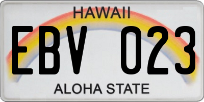 HI license plate EBV023