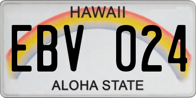 HI license plate EBV024