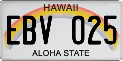 HI license plate EBV025