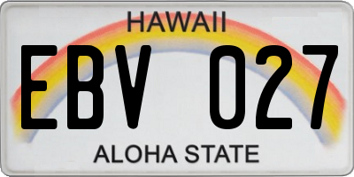 HI license plate EBV027