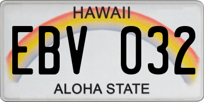 HI license plate EBV032