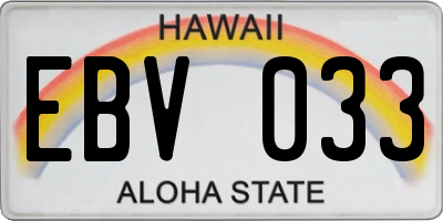 HI license plate EBV033