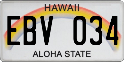 HI license plate EBV034