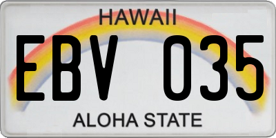HI license plate EBV035