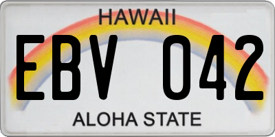 HI license plate EBV042