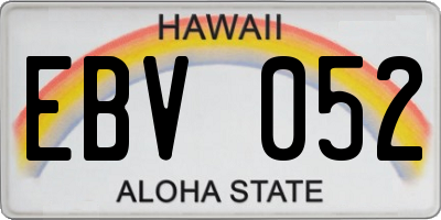HI license plate EBV052