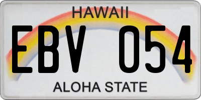 HI license plate EBV054