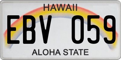 HI license plate EBV059