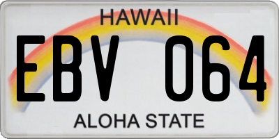 HI license plate EBV064