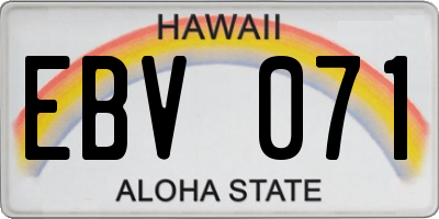 HI license plate EBV071