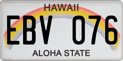 HI license plate EBV076