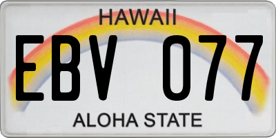 HI license plate EBV077
