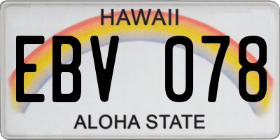 HI license plate EBV078