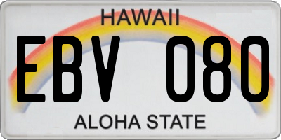 HI license plate EBV080