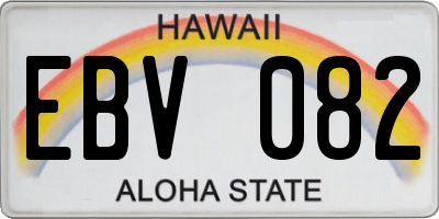 HI license plate EBV082