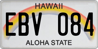 HI license plate EBV084
