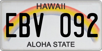 HI license plate EBV092