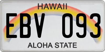 HI license plate EBV093