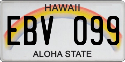 HI license plate EBV099