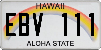 HI license plate EBV111