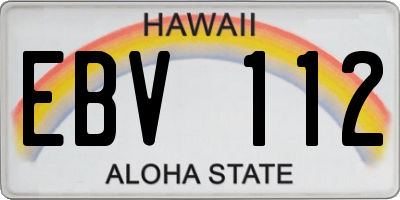 HI license plate EBV112