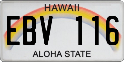 HI license plate EBV116
