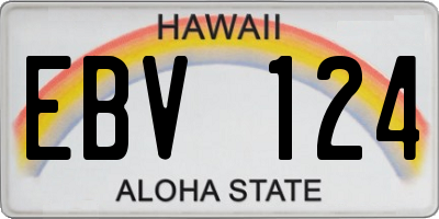 HI license plate EBV124