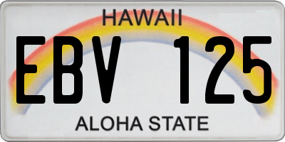 HI license plate EBV125