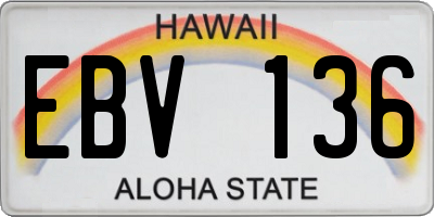 HI license plate EBV136