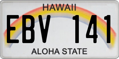 HI license plate EBV141