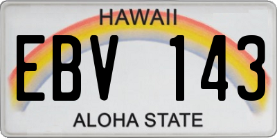 HI license plate EBV143