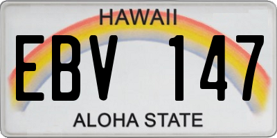 HI license plate EBV147