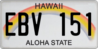 HI license plate EBV151