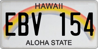 HI license plate EBV154