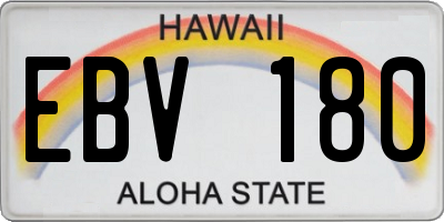 HI license plate EBV180