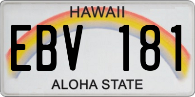 HI license plate EBV181