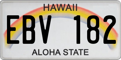 HI license plate EBV182
