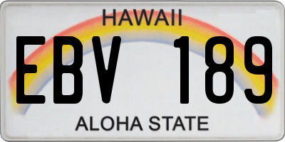 HI license plate EBV189