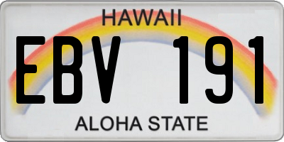 HI license plate EBV191