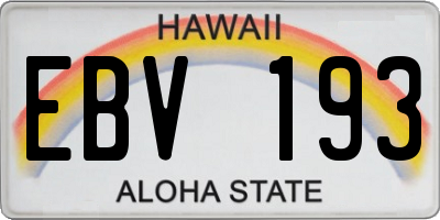 HI license plate EBV193