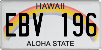 HI license plate EBV196