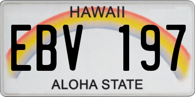 HI license plate EBV197