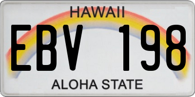 HI license plate EBV198