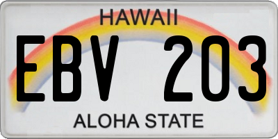 HI license plate EBV203