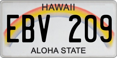 HI license plate EBV209