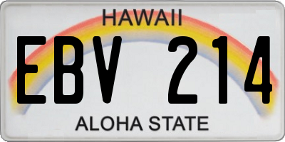 HI license plate EBV214