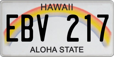 HI license plate EBV217