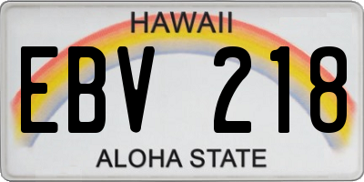 HI license plate EBV218