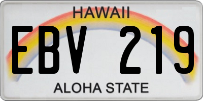 HI license plate EBV219