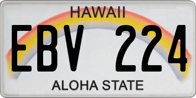 HI license plate EBV224